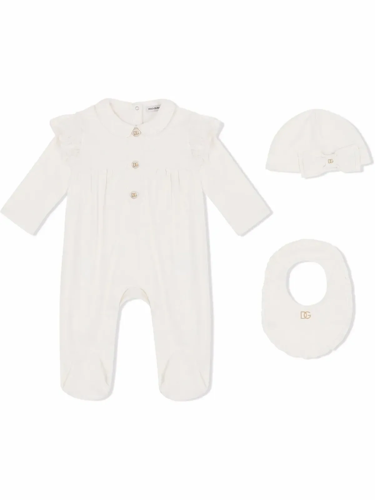 Dolce & Gabbana Kids インタークロック ベビー ロンパース セット - White - 画像1