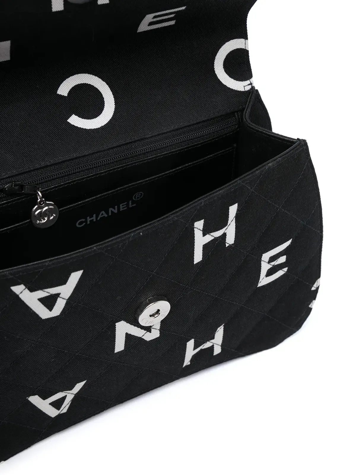 CHANEL ビンテージ 1997 ダイヤモンドキルト アイコン ハンドバッグ - ブラック - 画像5