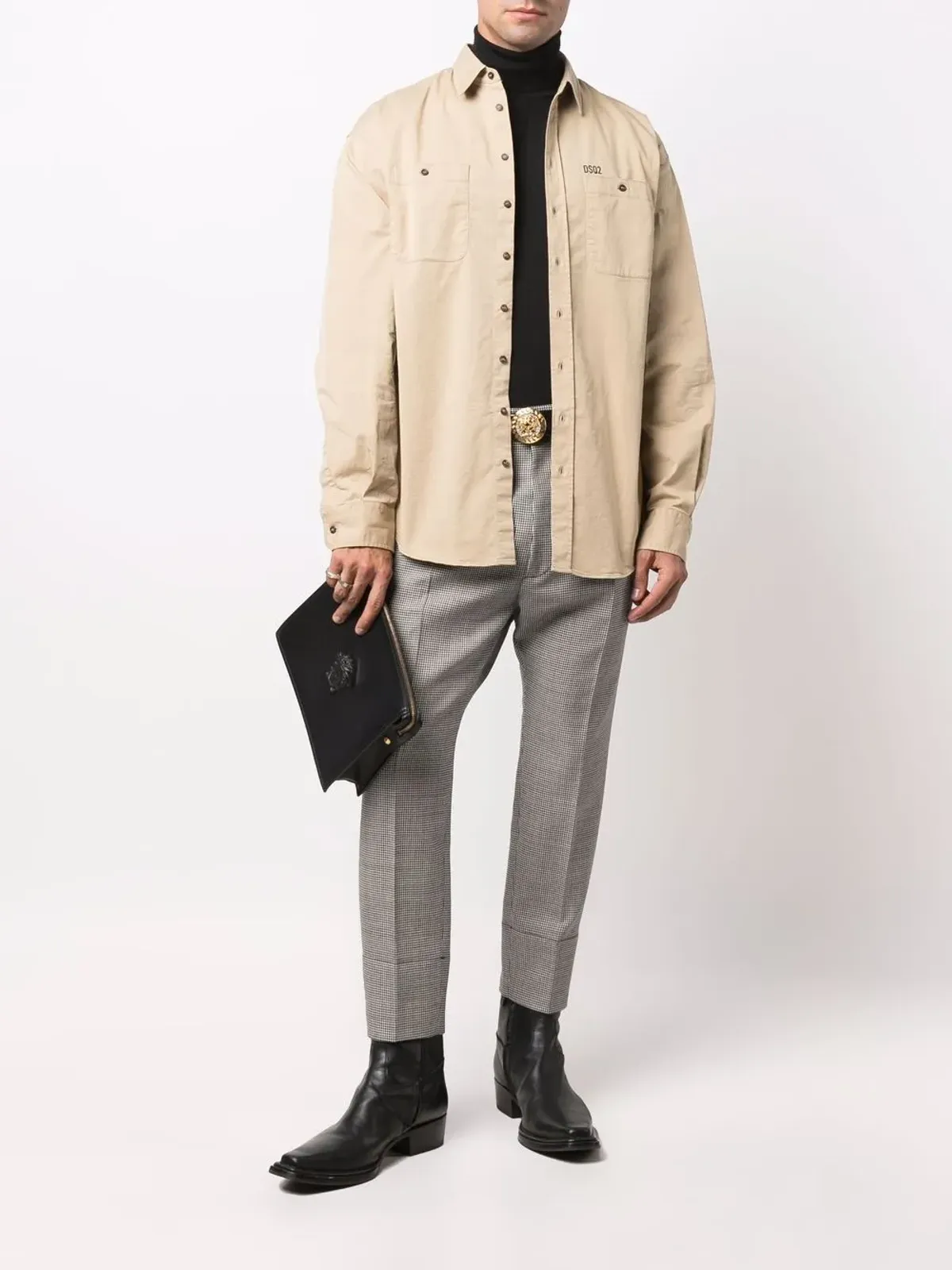 DSQUARED2 千鳥格子柄クロップドテーラードパンツ - 画像2