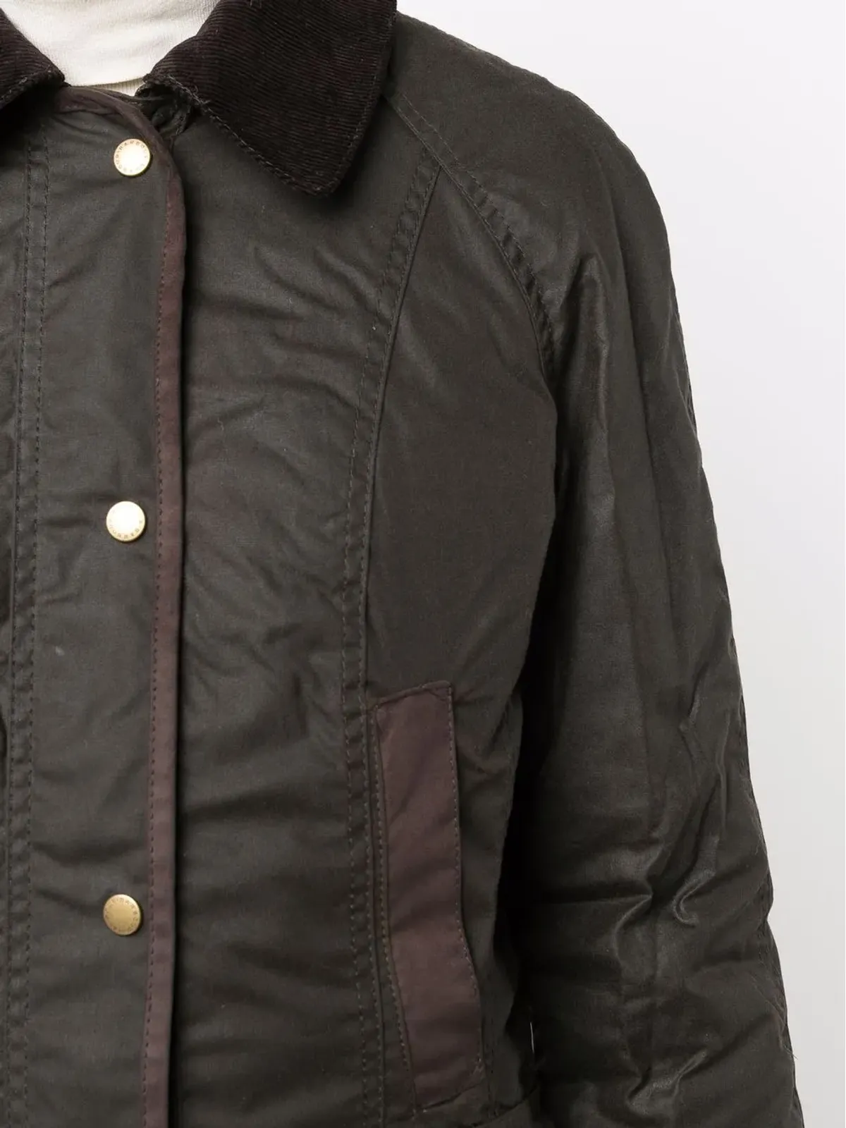 Barbour ワックス加工ボタン留めコート - 画像5