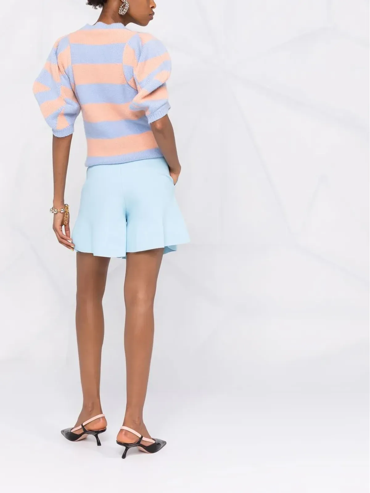 Stella McCartney ペプラムヘム クレープショーツ - ブルー - 画像4