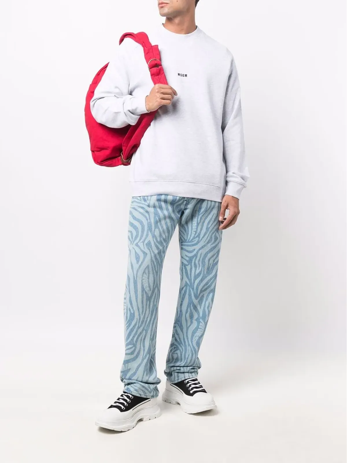 MSGM ロゴプリント クルーネック ジャンパー - グレー - 画像2