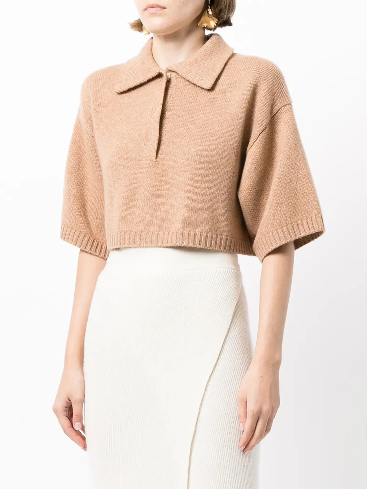 Cashmere In Love デミ クロップド ニットシャツ - ブラウン - 画像3