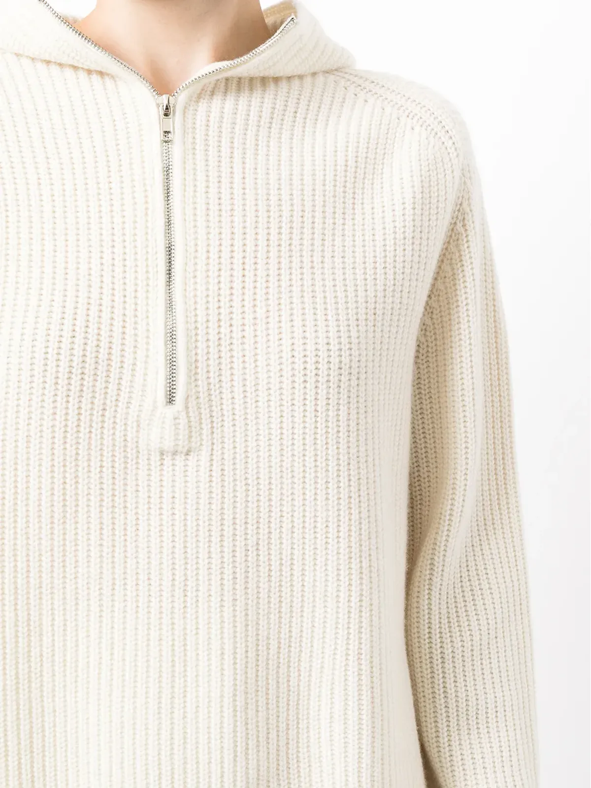 Cashmere In Love オーバーサイズジップ付きカシミヤ混ニットフーディ - 画像5