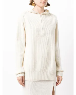Cashmere In Love オーバーサイズジップ付きカシミヤ混ニットフーディ - サムネイル3