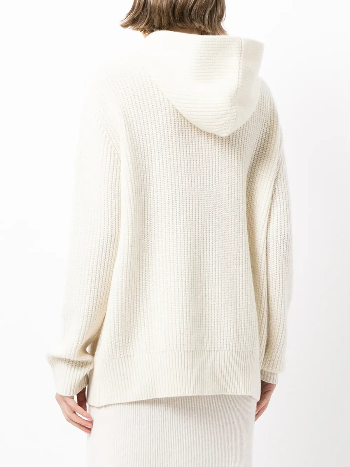Cashmere In Love オーバーサイズジップ付きカシミヤ混ニットフーディ - 画像4