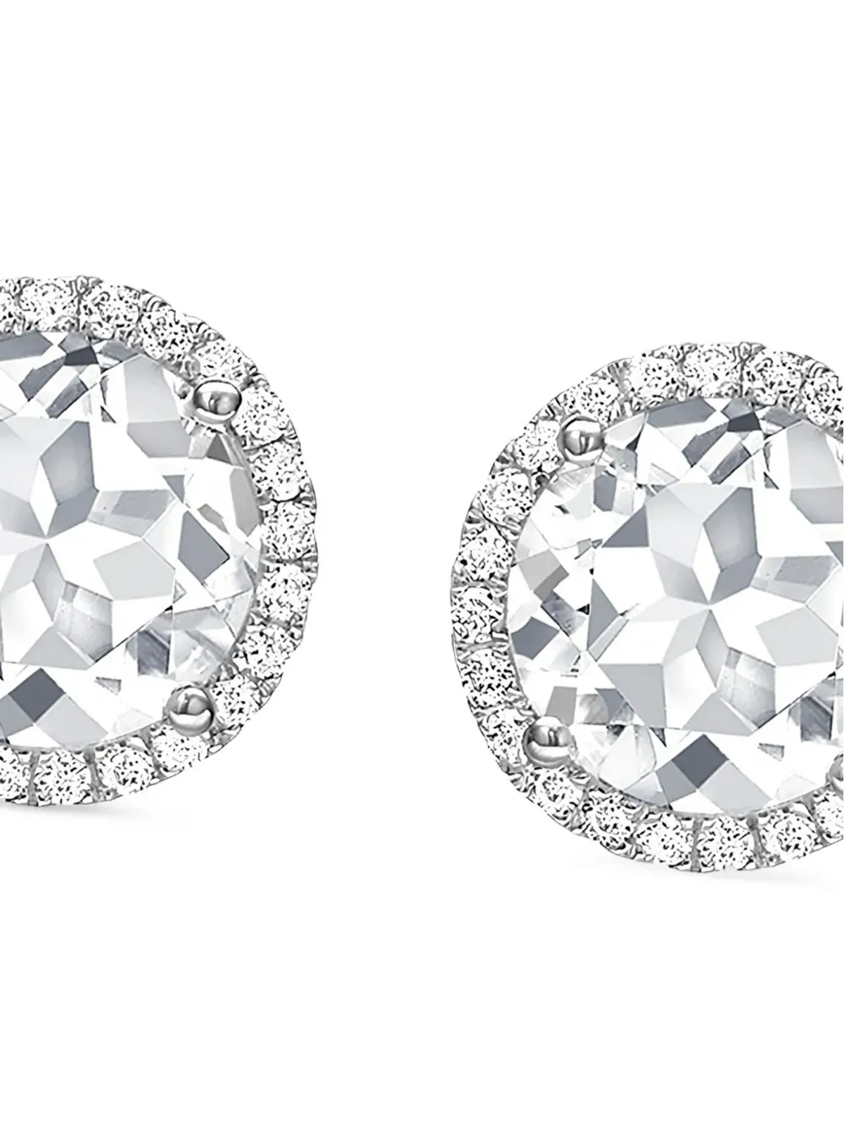 Kiki McDonough 18Kホワイトゴールド グレース ダイヤモンドとトパーズ スタッドピアス - Silver - 画像2