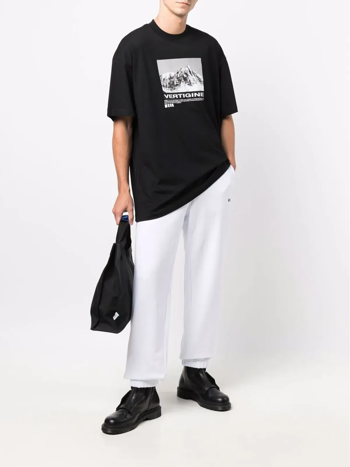 MSGM ロゴプリント テーパード コットン ジョガー - ホワイト - 画像2