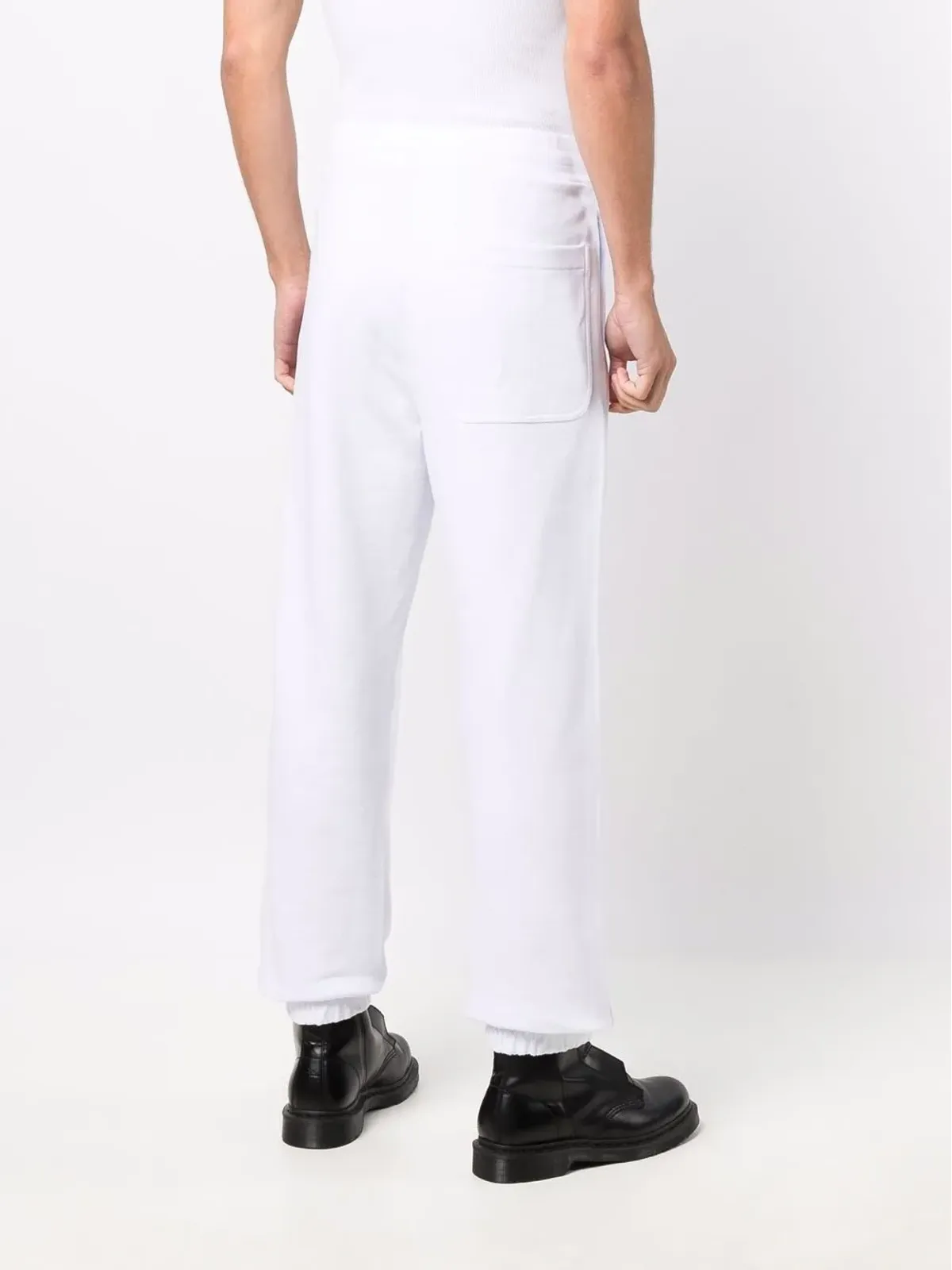 MSGM ロゴプリント テーパード コットン ジョガー - ホワイト - 画像4