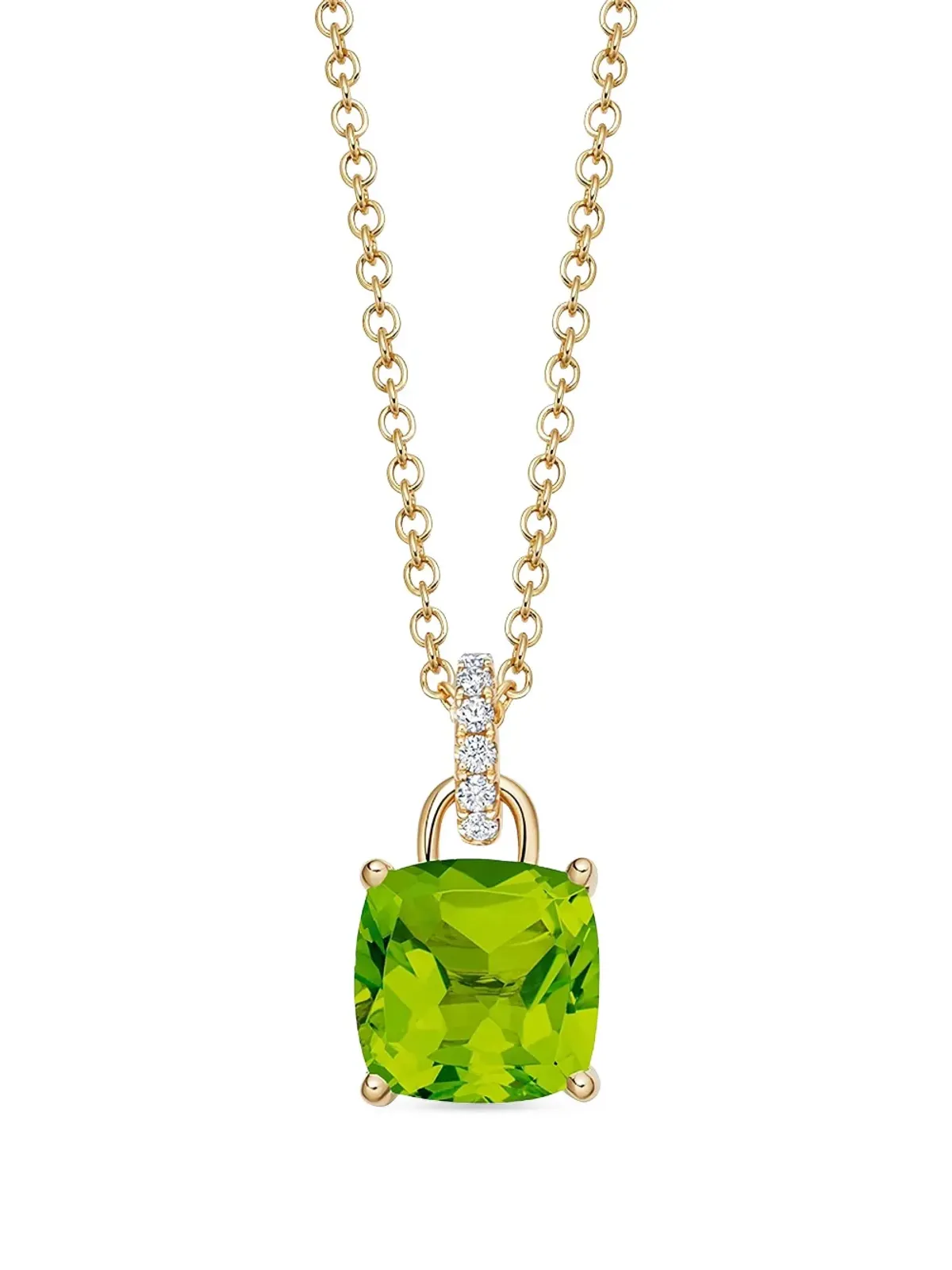 Kiki McDonough 18K イエローゴールド クッションカット ペリドット＆ダイヤモンド ペンダントネックレス - 画像2
