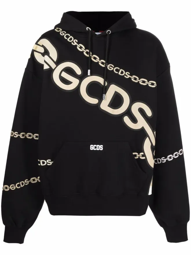 GCDS GCDS チェーンリンク ロゴプリント フーディー - ブラックの商品画像