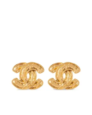 CHANEL Pre-Owned 1980s diamond-quilted CC clip-on earrings - Gold - サムネイル1