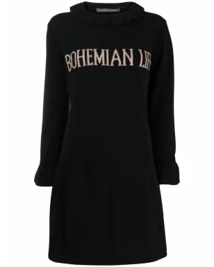 Alberta Ferretti ボヘミアンライフ インターシャ編みドレス（ブラック） - サムネイル1