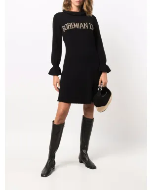Alberta Ferretti ボヘミアンライフ インターシャ編みドレス（ブラック） - サムネイル2