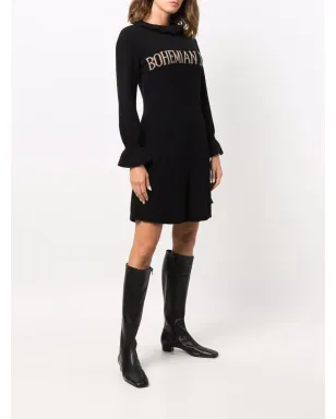 Alberta Ferretti ボヘミアンライフ インターシャ編みドレス（ブラック） - サムネイル3