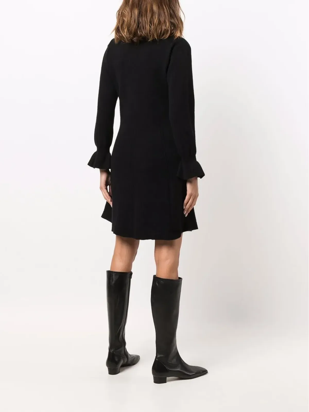 Alberta Ferretti ボヘミアンライフ インターシャ編みドレス（ブラック） - 画像4
