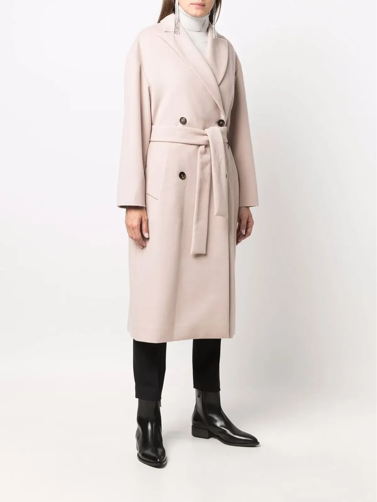 Brunello Cucinelli ダブルブレスト ウールカシミヤ混コート - ピンク - 画像3