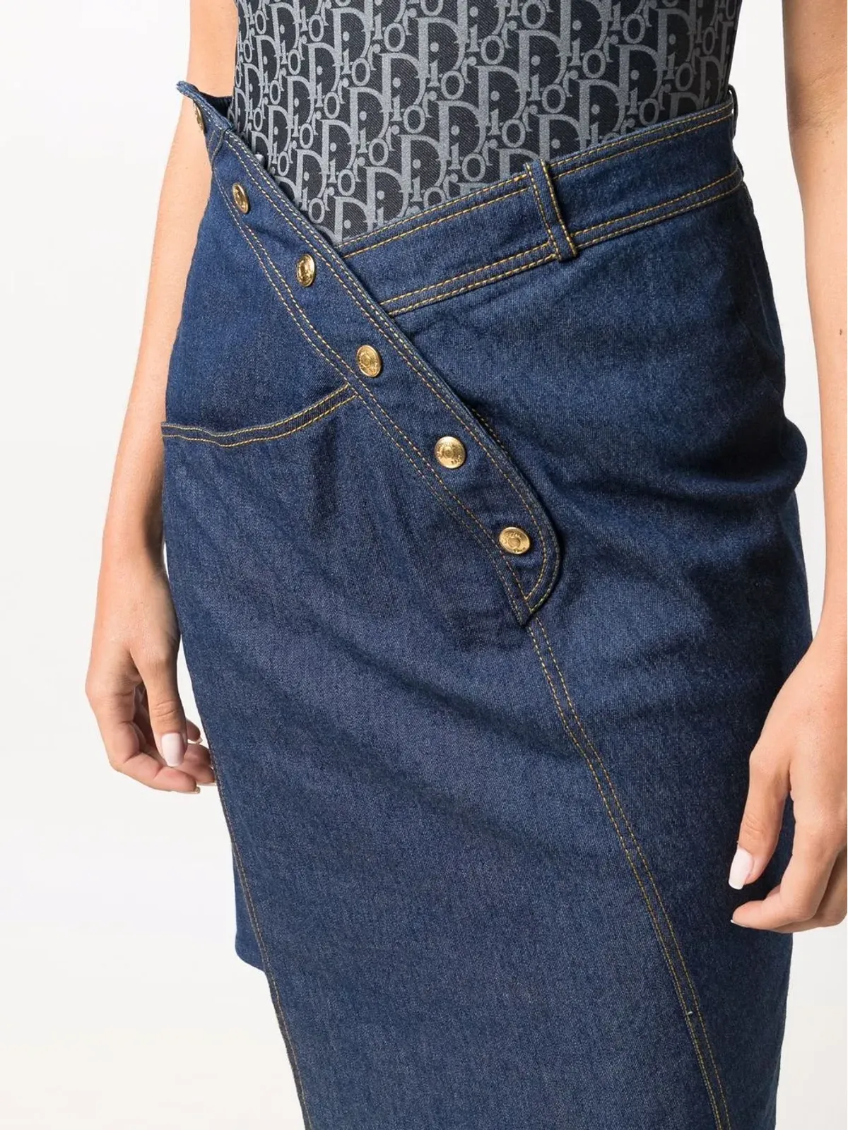 Christian Dior Pre-Owned アシンメトリーデニムスカート - 画像5
