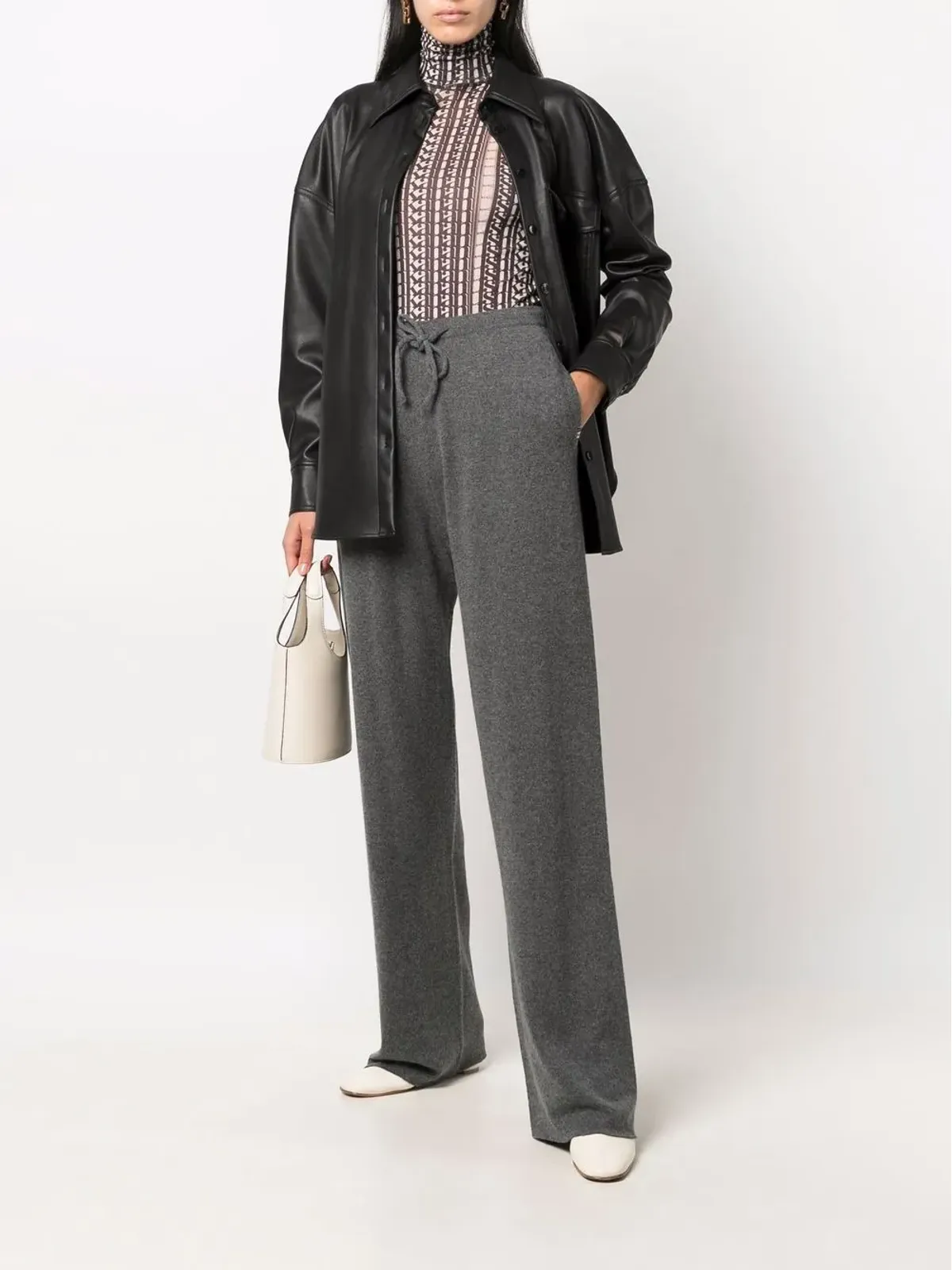 extreme cashmere カシミヤブレンド ストレートレッグ トラックパンツ - 画像3