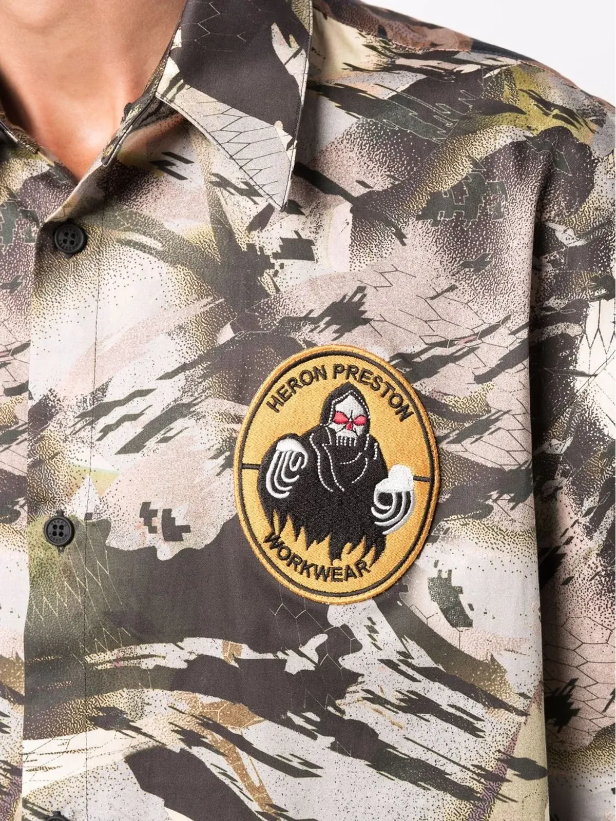 Heron Preston カモフラージュプリント ボウリングシャツ - 画像5