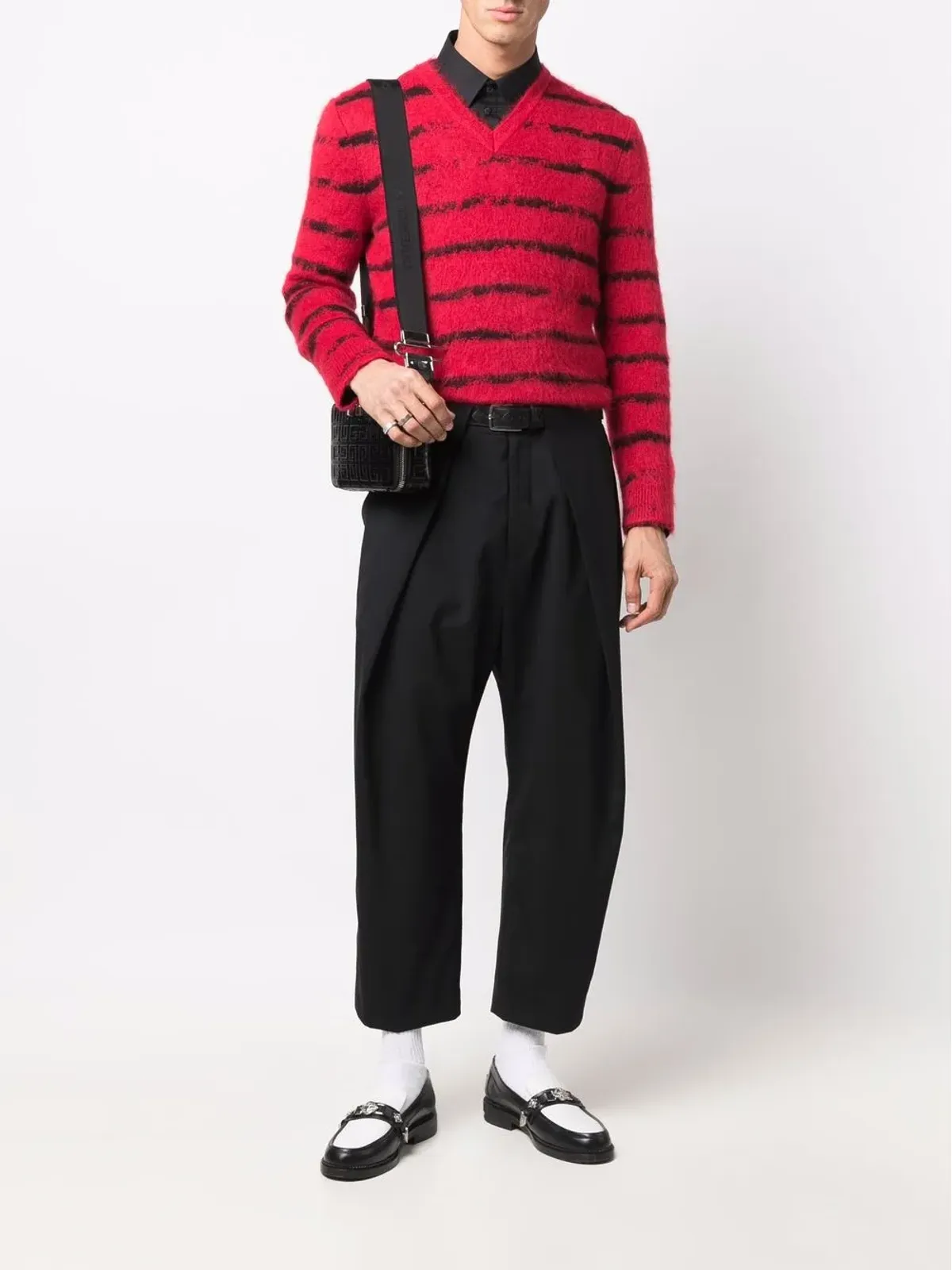 Balmain ドレープストレートレッグ クロップドパンツ - ブラック - 画像2