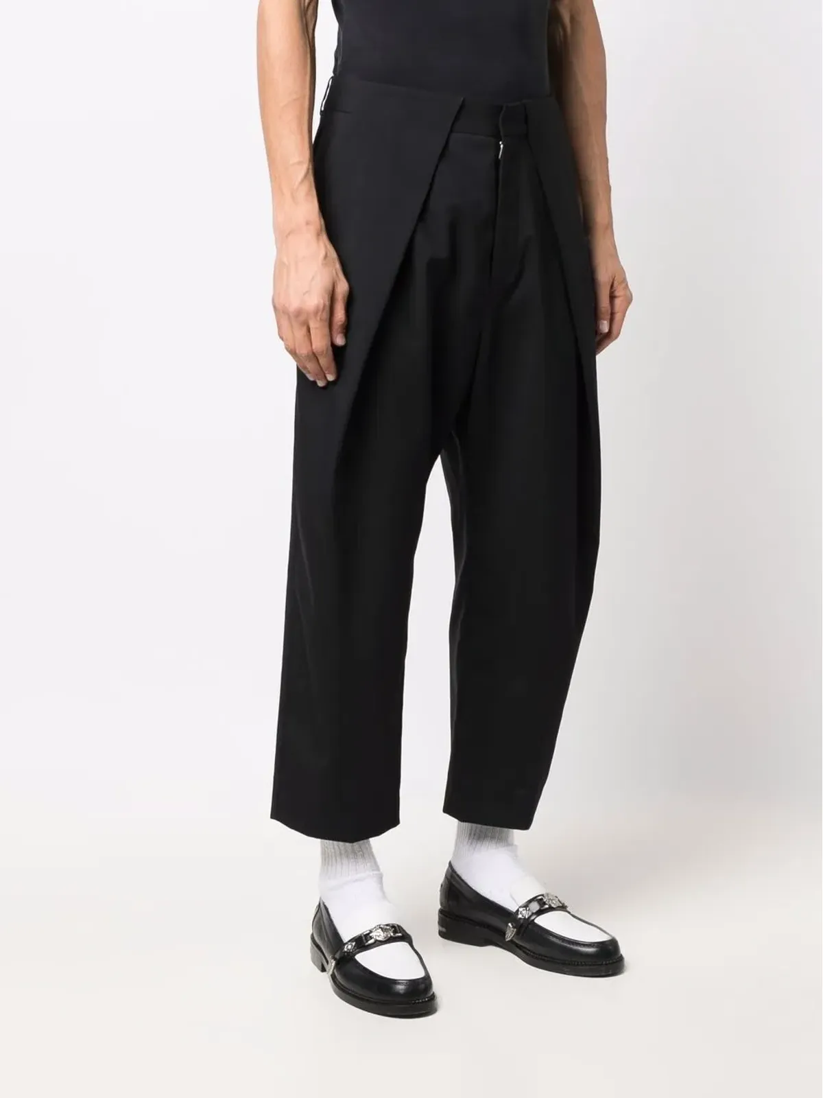 Balmain ドレープストレートレッグ クロップドパンツ - ブラック - 画像3