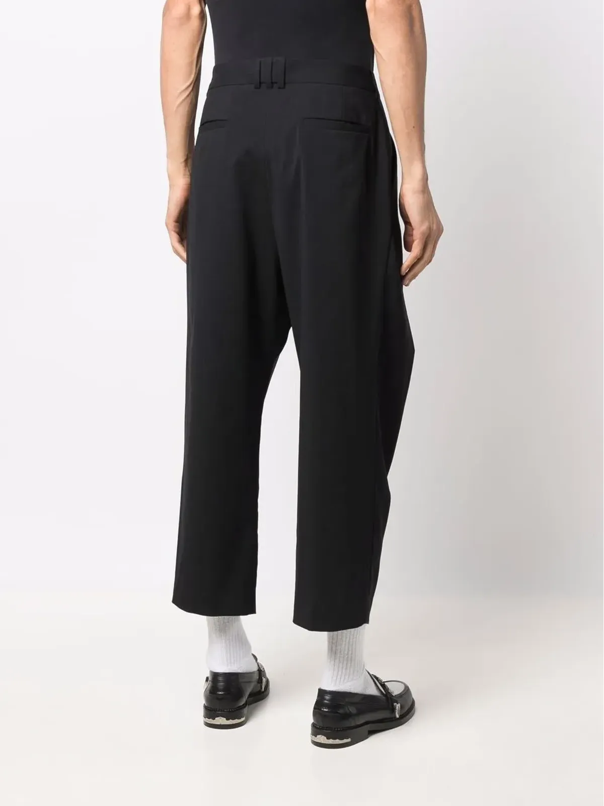 Balmain ドレープストレートレッグ クロップドパンツ - ブラック - 画像4