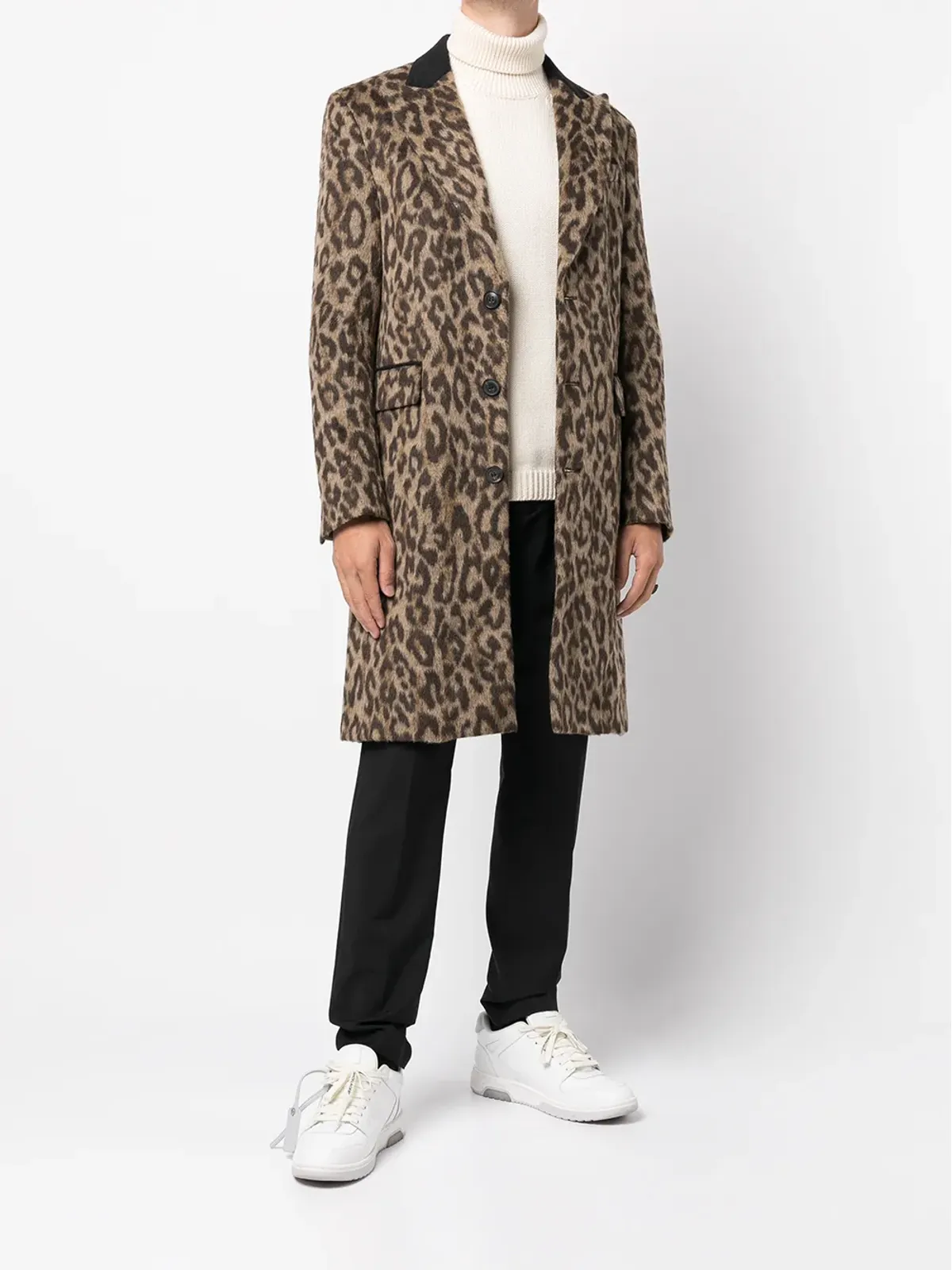AMIRI ブラウンのヒョウ柄 シングルブレストコート - 画像2