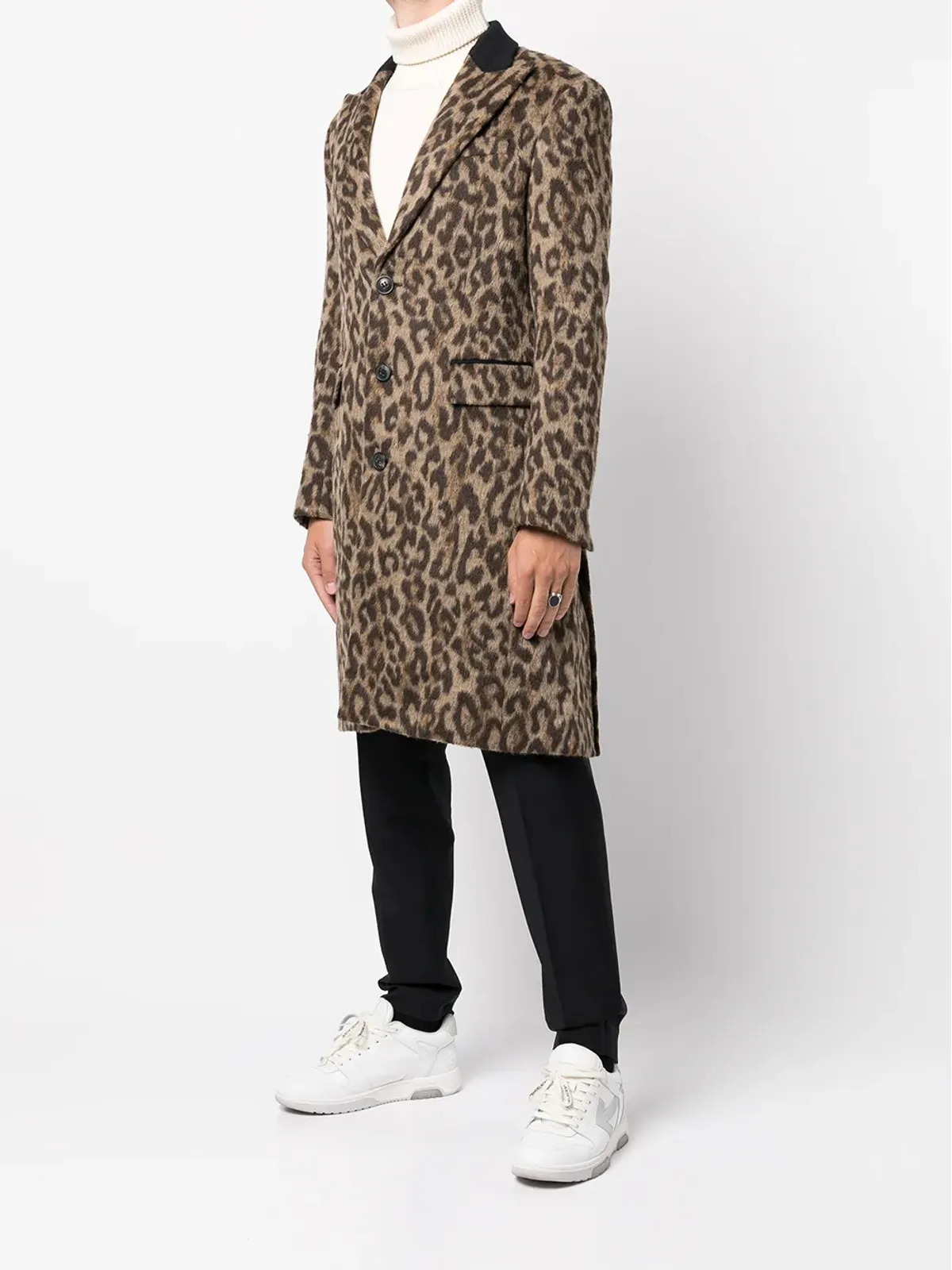 AMIRI ブラウンのヒョウ柄 シングルブレストコート - 画像3