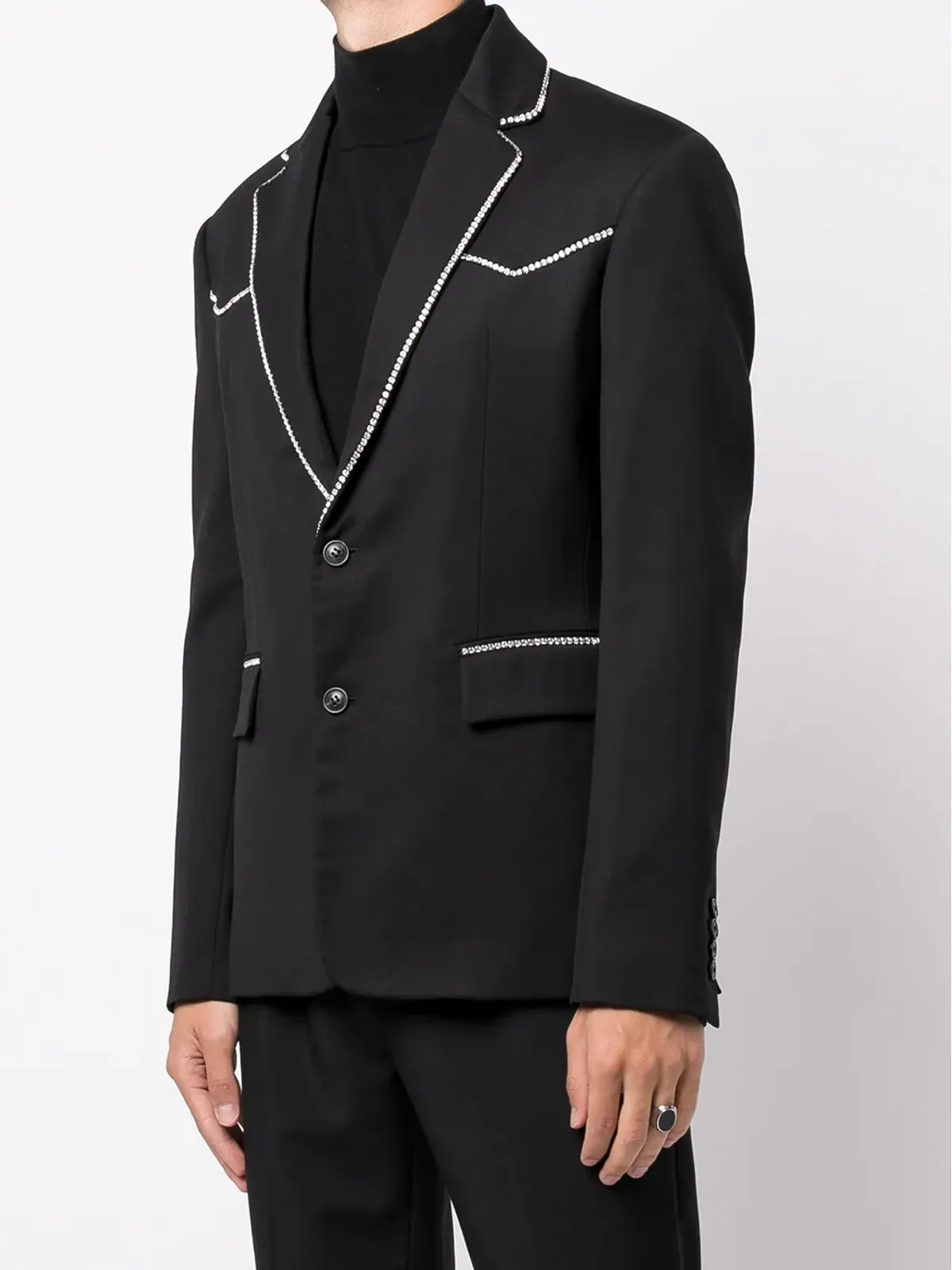 AMIRI クリスタルトリム付きシングルブレストブレザー - 画像3