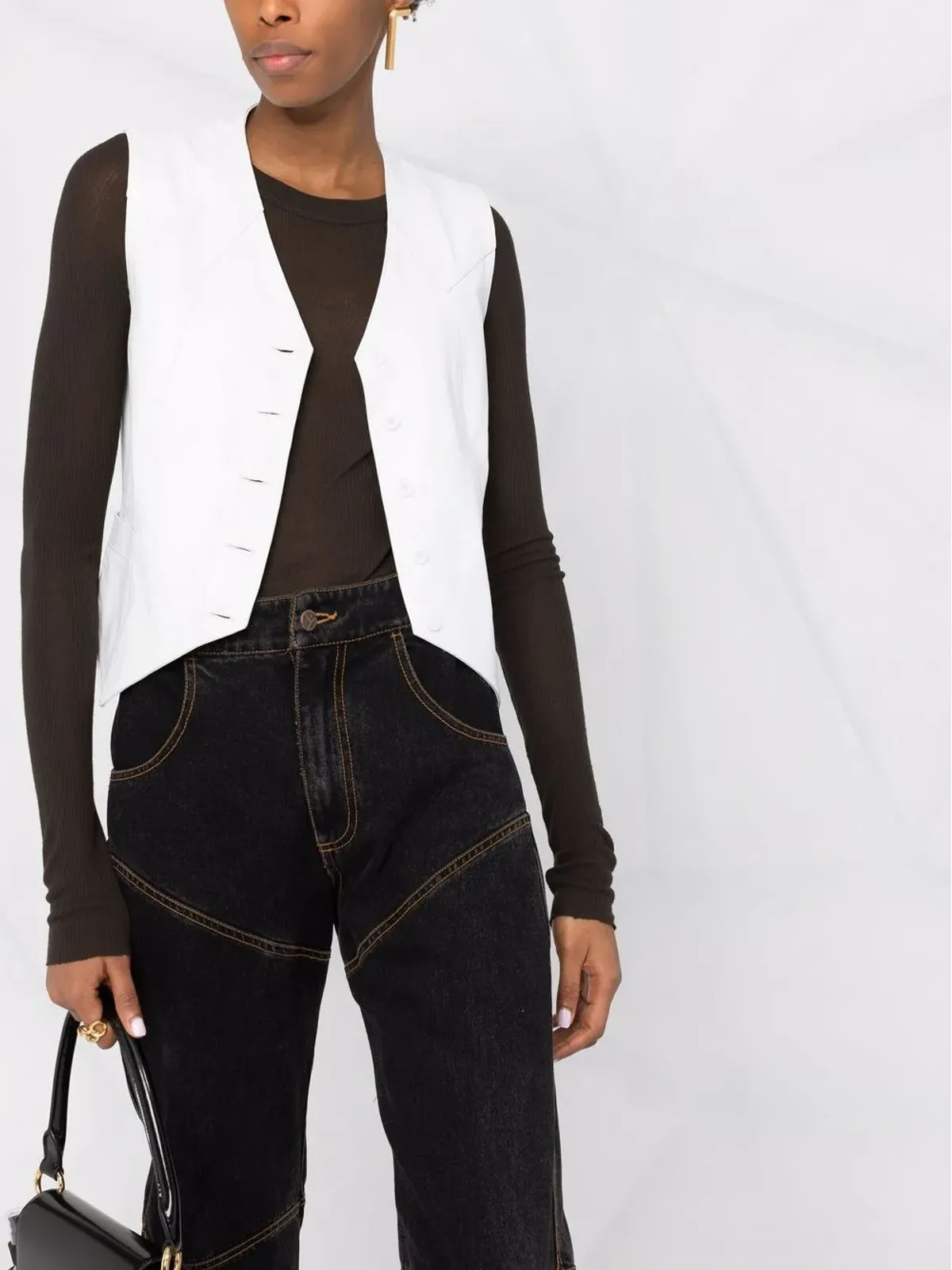 Manokhi button-down sleeveless vest - White - 画像3