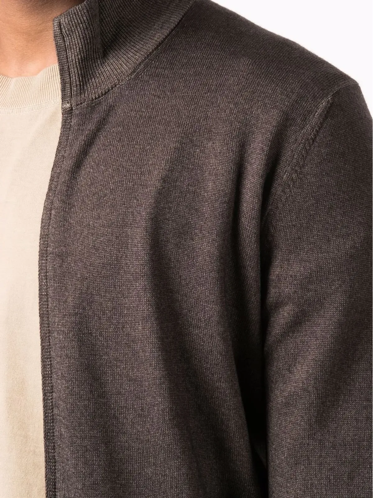 Barba zipped-up cardigan - Brown - 画像5