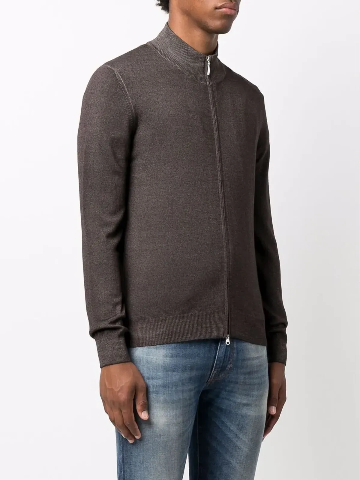 Barba zipped-up cardigan - Brown - 画像3