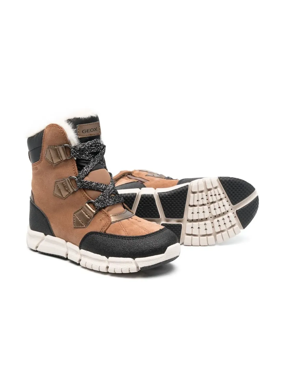 Geox Kids ロゴ入りレースアップアンクルブーツ - 画像2