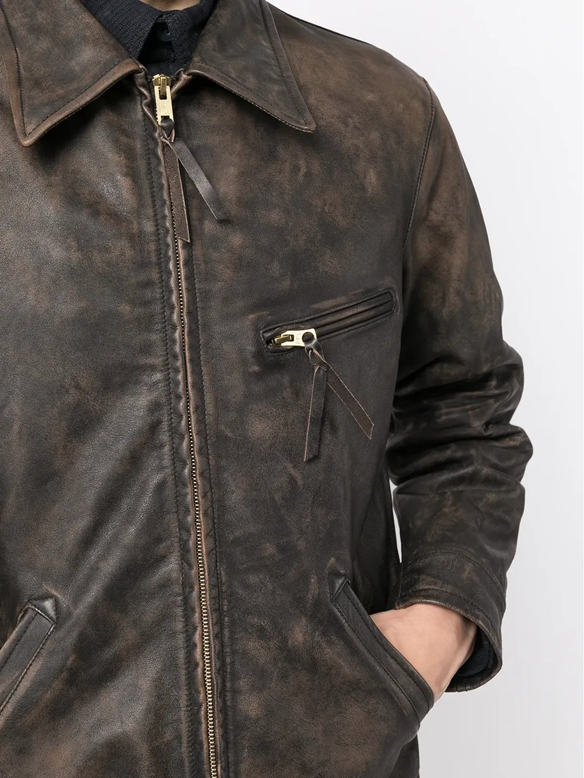 Ralph Lauren RRL ジップ付きレザージャケット - 画像5