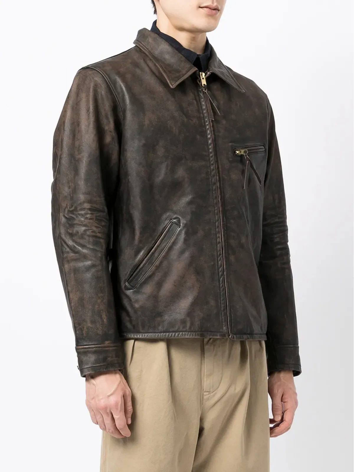 Ralph Lauren RRL ジップ付きレザージャケット - 画像3
