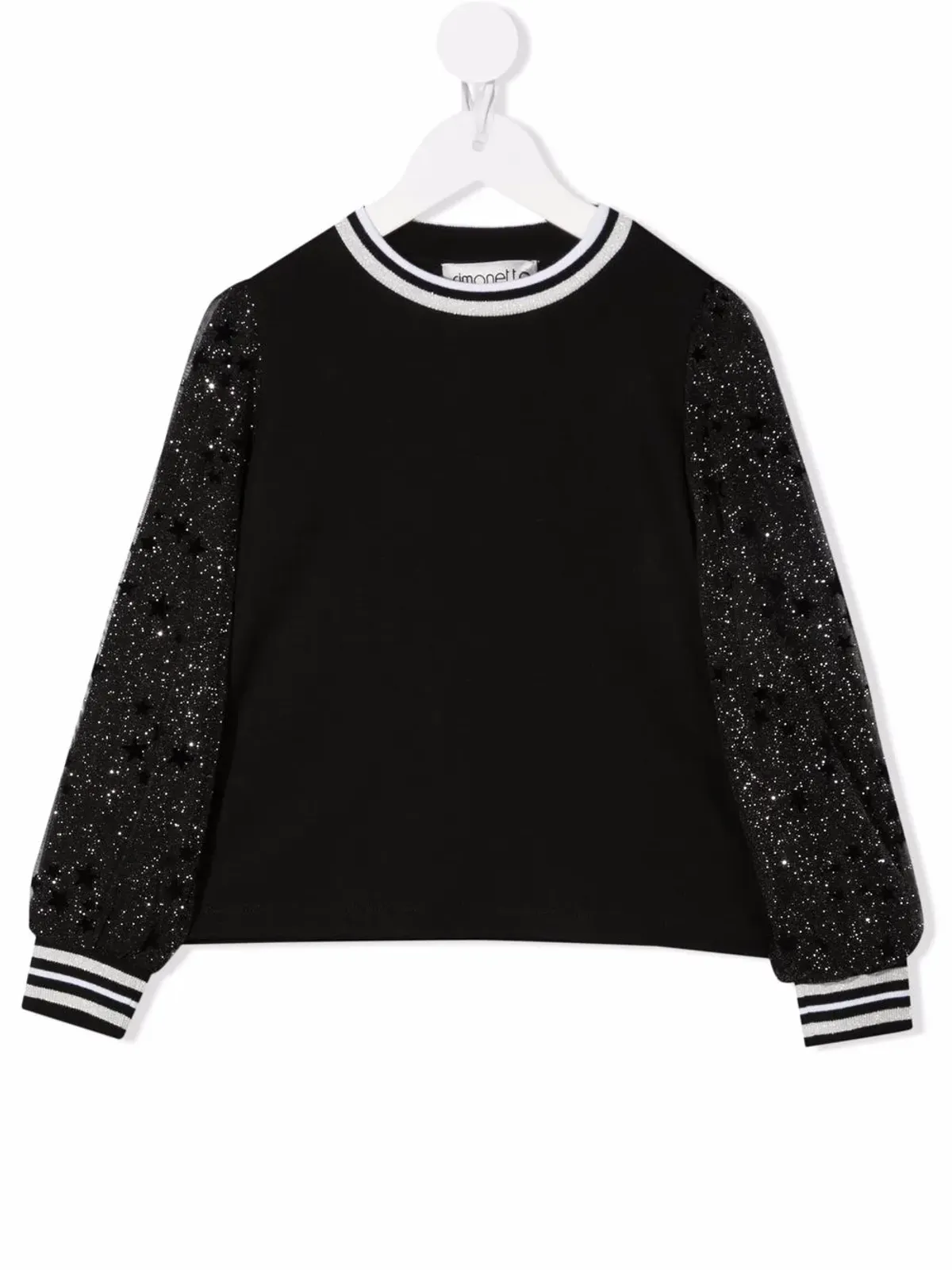 Simonetta グリッター袖のコットン スウェット - ブラック - 画像1