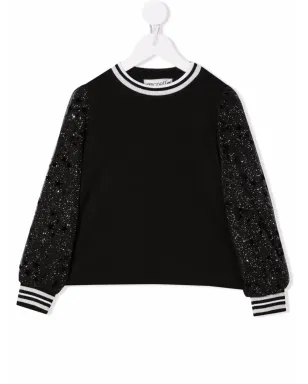 Simonetta グリッター袖のコットン スウェット - ブラック - サムネイル1