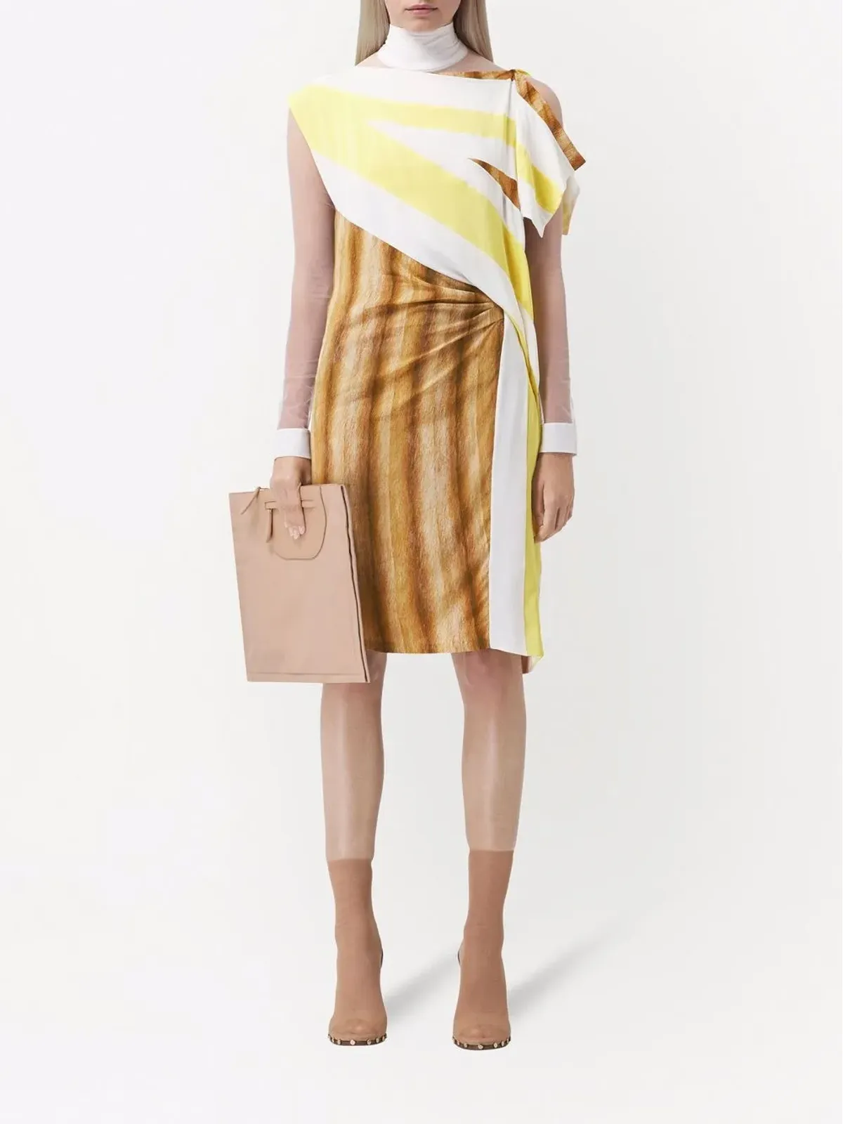 Burberry グラフィックプリント アシンメトリックドレス - ホワイト - 画像2