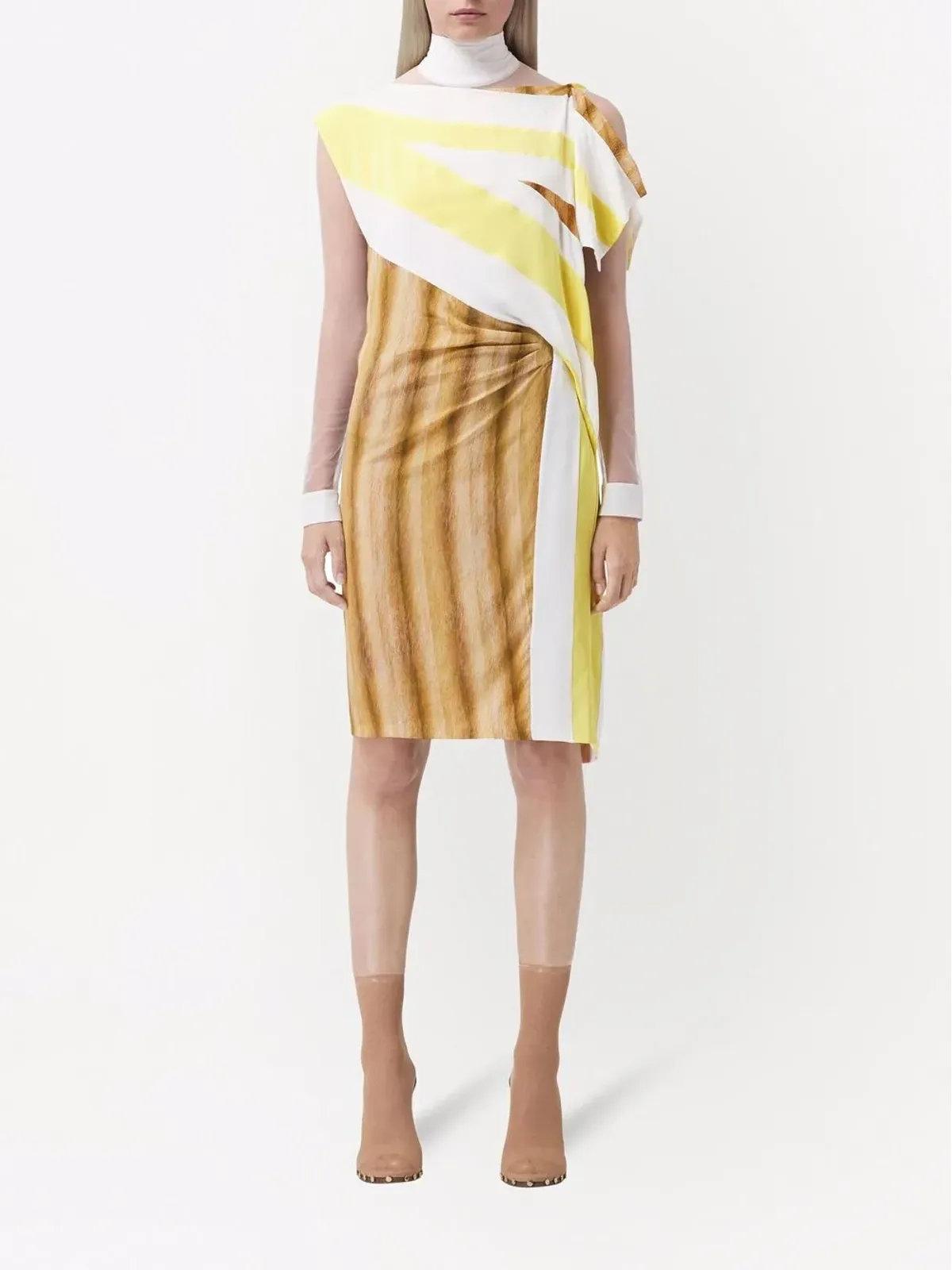 Burberry グラフィックプリント アシンメトリックドレス - ホワイト - 画像3