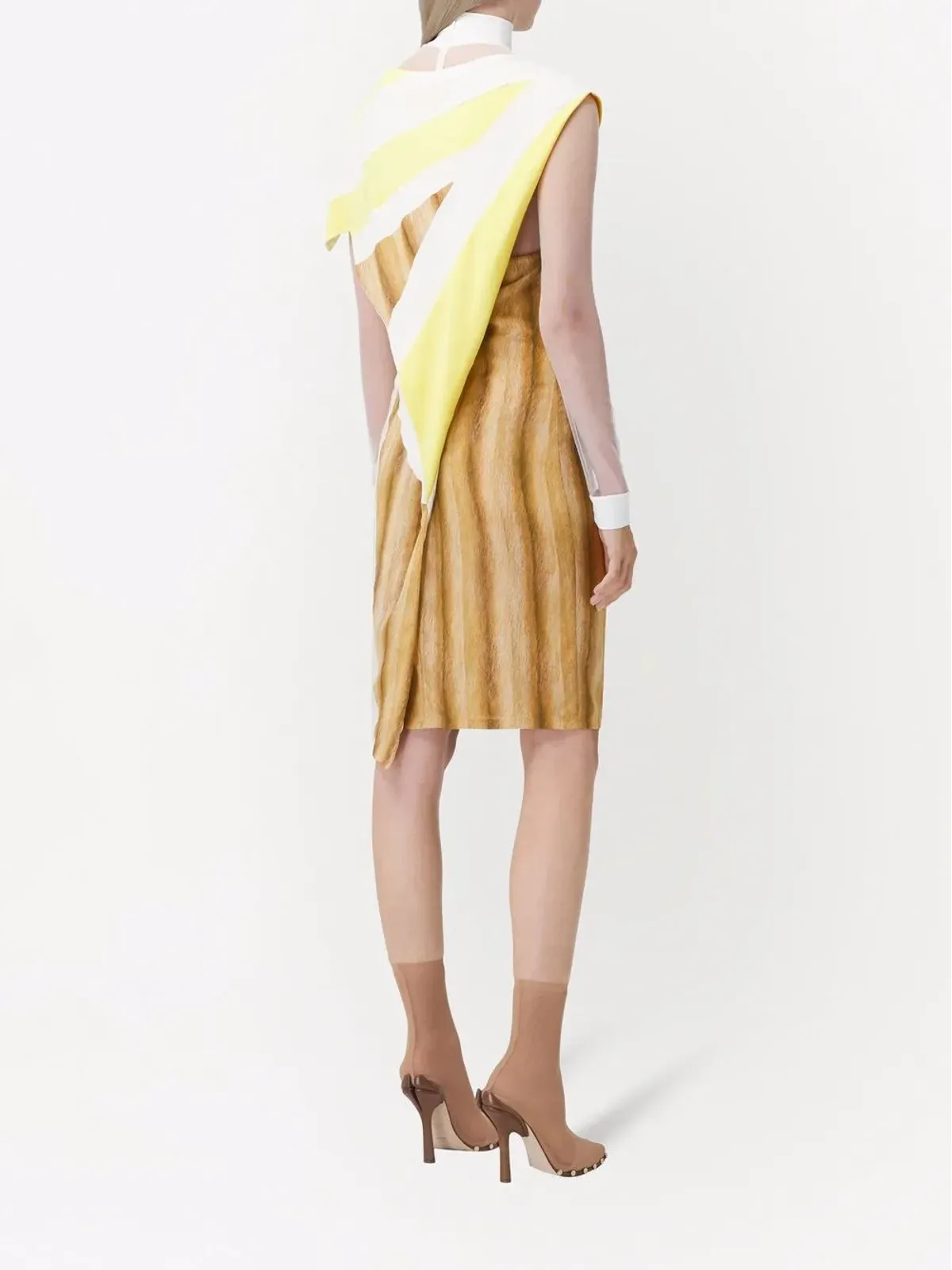 Burberry グラフィックプリント アシンメトリックドレス - ホワイト - 画像4