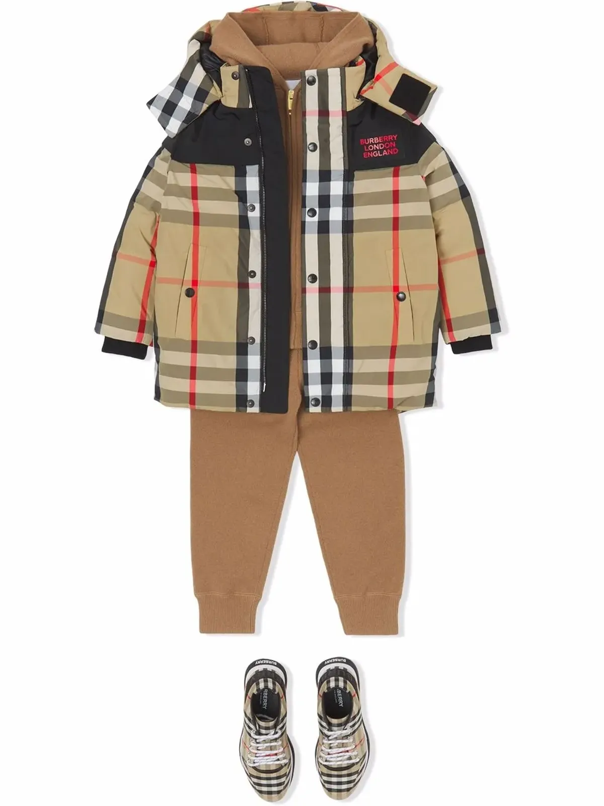 Burberry Kids 取り外し可能フード付きダウンジャケット - 画像2