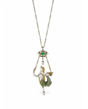 Pragnell Vintage 18kt イエローゴールド ヴィクトリアン エメラルド・マーメイド ペンダント ネックレス - サムネイル1