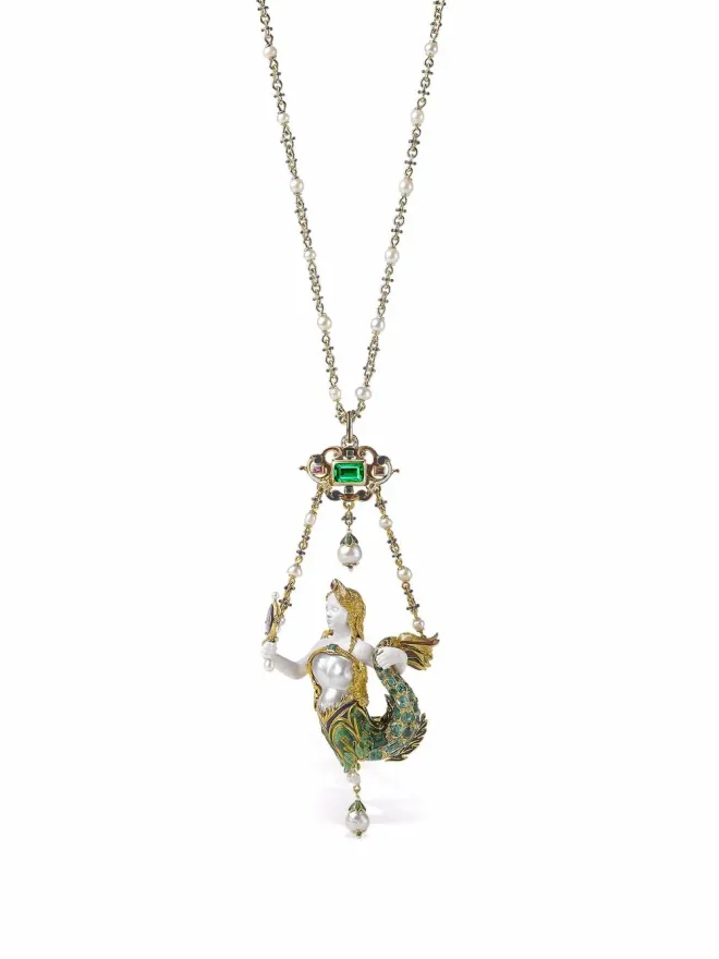 Pragnell Vintage Pragnell Vintage 18kt イエローゴールド ヴィクトリアン エメラルド・マーメイド ペンダント ネックレスの商品画像