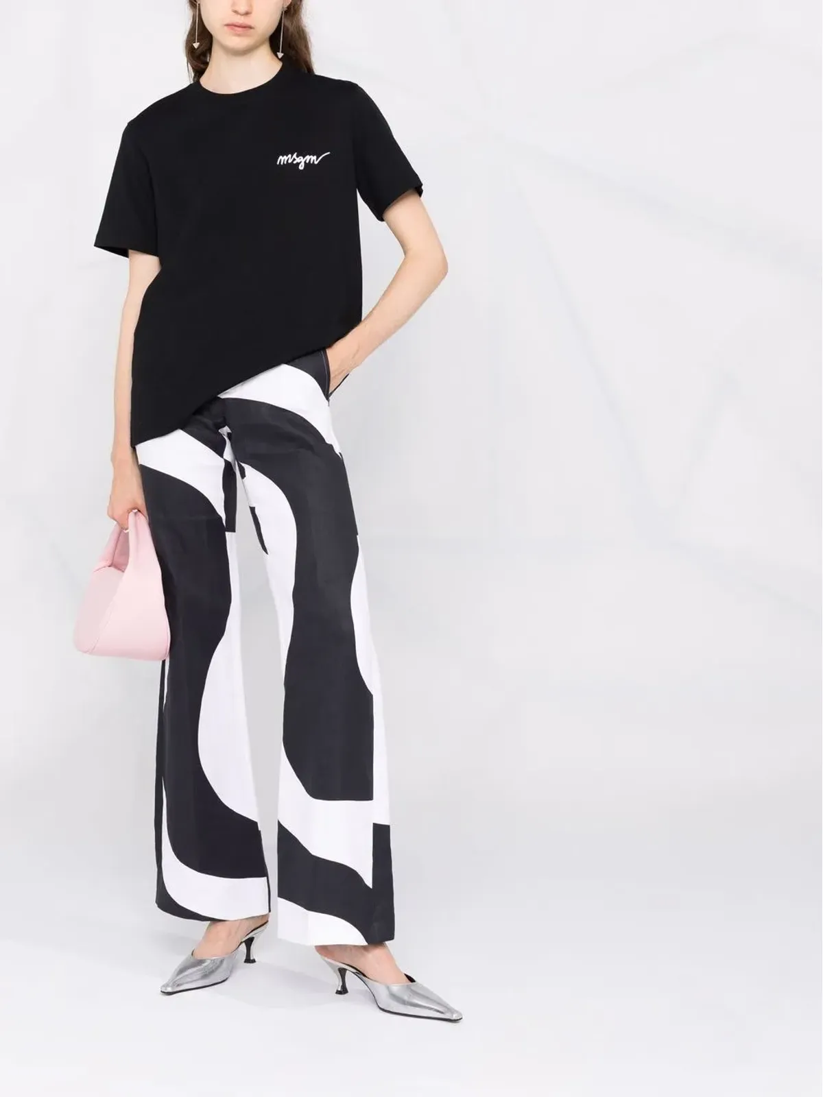 MSGM 胸ロゴ クルーネック Tシャツ - 画像2