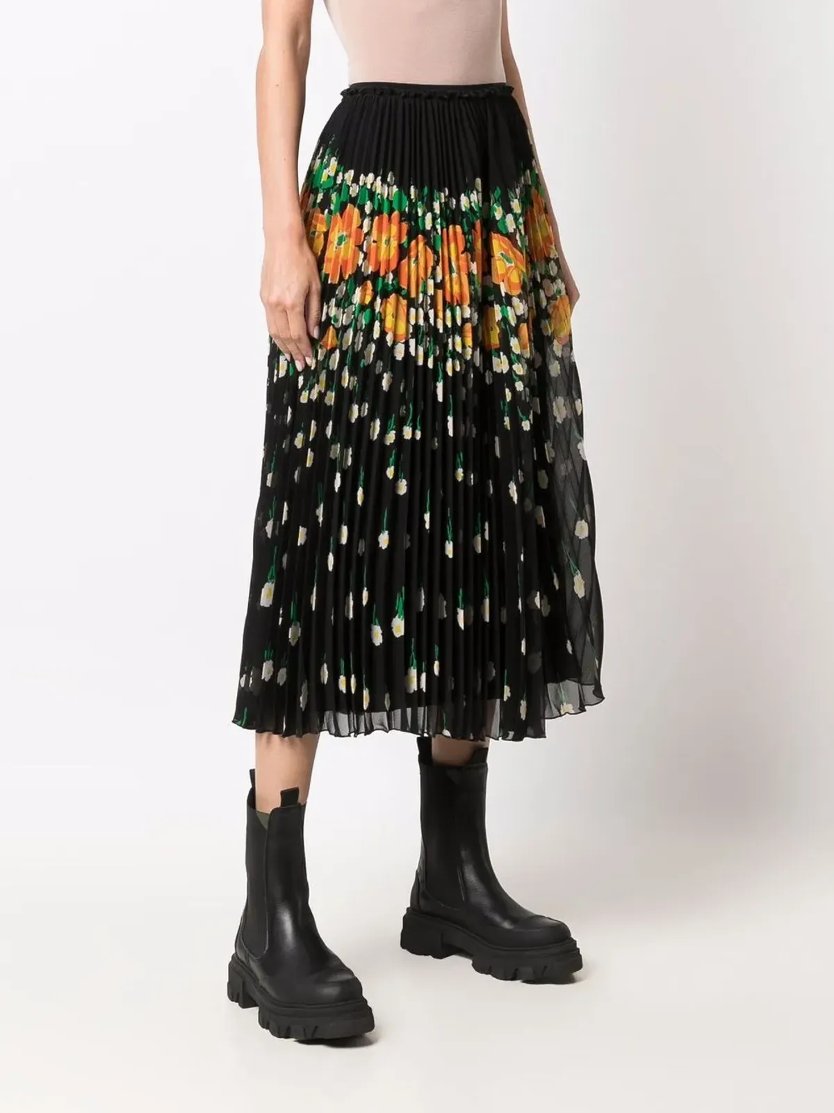 RED Valentino 花柄プリーツミディスカート - 画像3