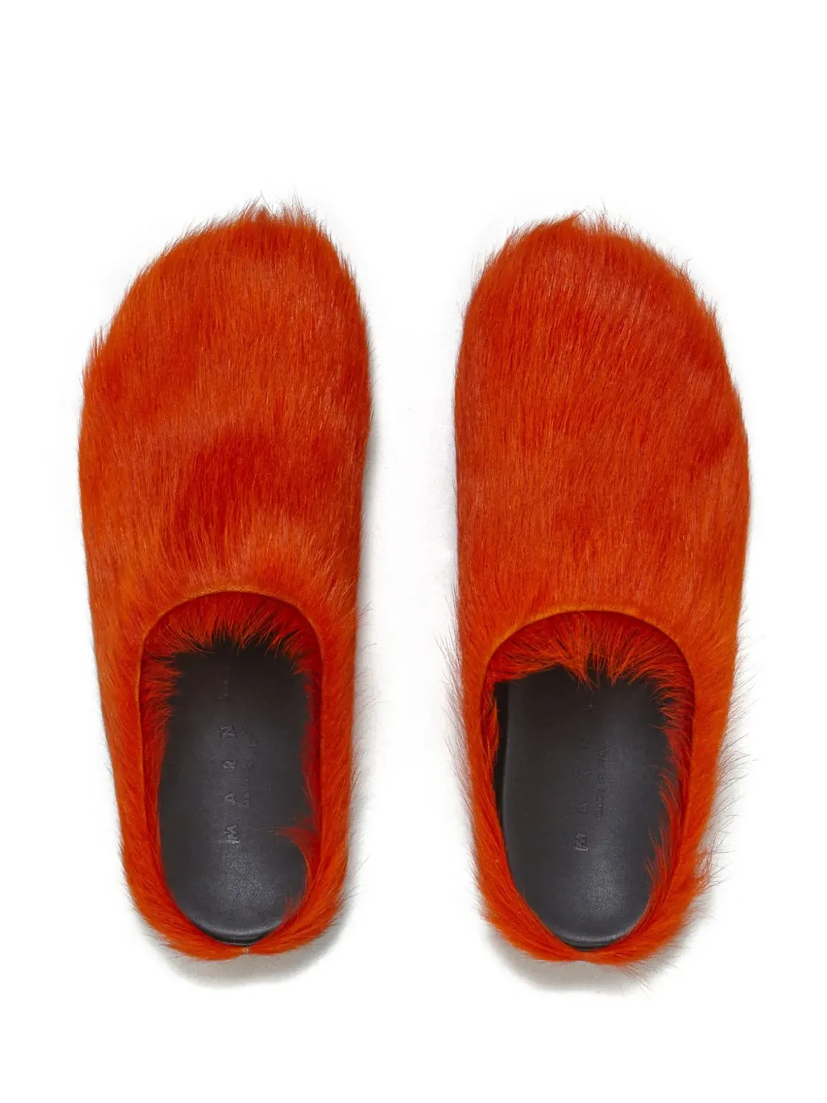 Marni フセット サボット カーフヘア ミュール オレンジ - 画像4