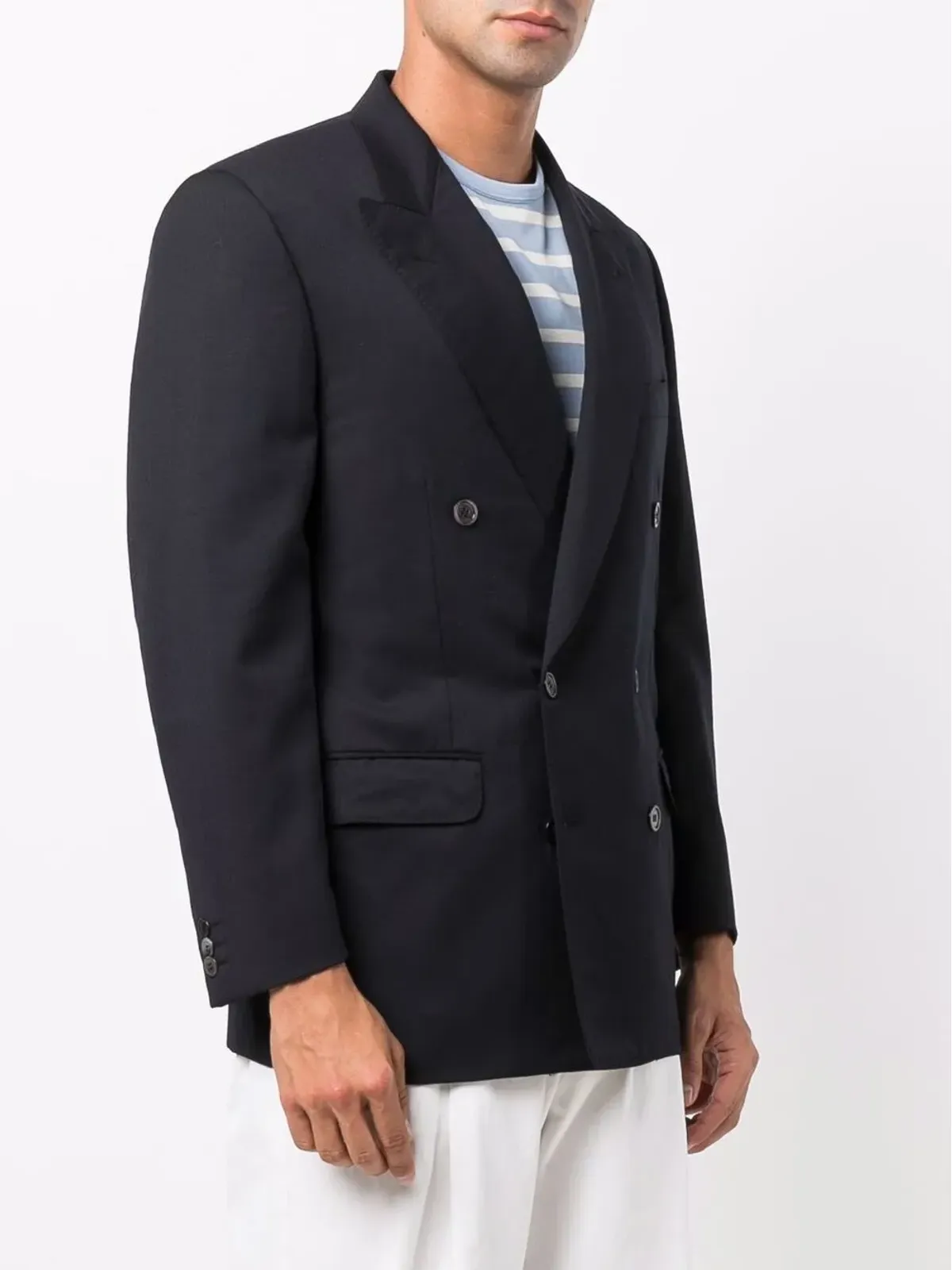 Pierre Cardin Pre-Owned 1990年代 ネイビー ウール ブレザー ダブルブレスト - 画像3