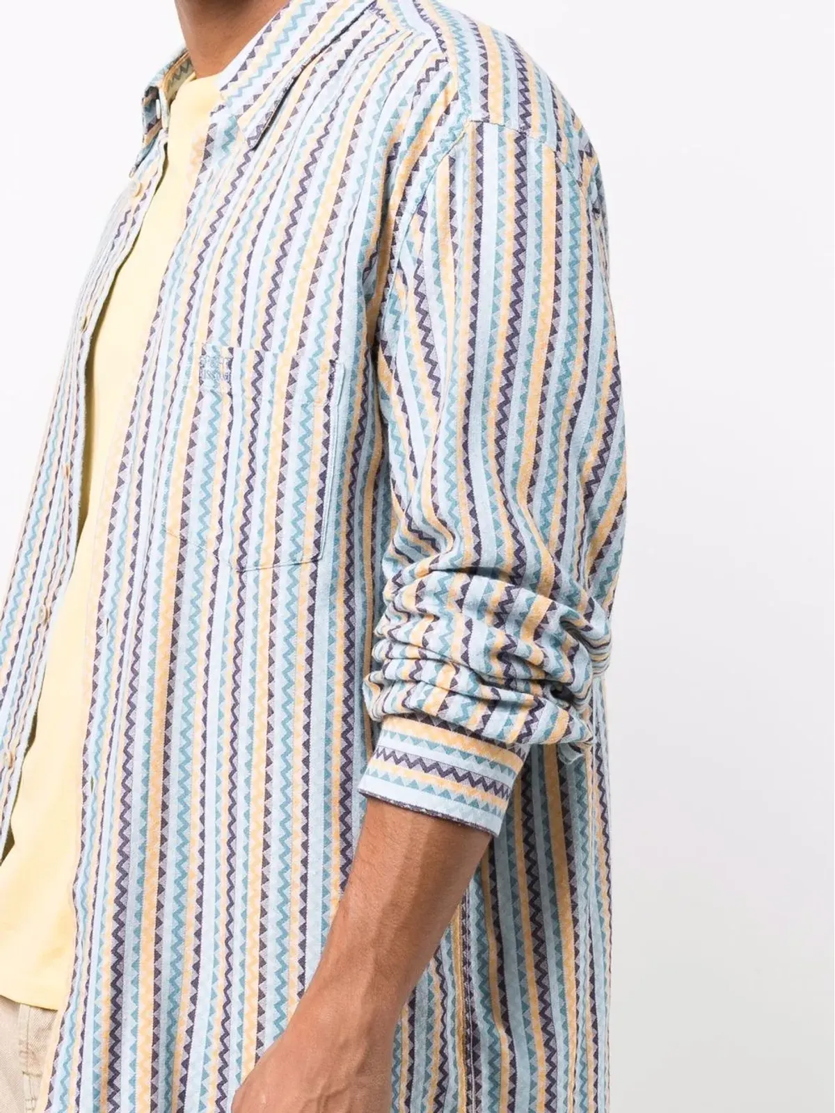 Missoni - ビンテージ 1990年代ストライプチェボン柄シャツ ブルー - 画像5
