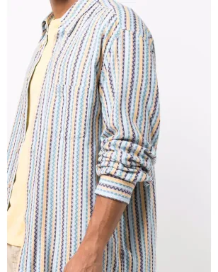 Missoni - ビンテージ 1990年代ストライプチェボン柄シャツ ブルー - サムネイル5